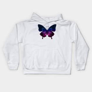 gradient 2 skull butterfly Kids Hoodie